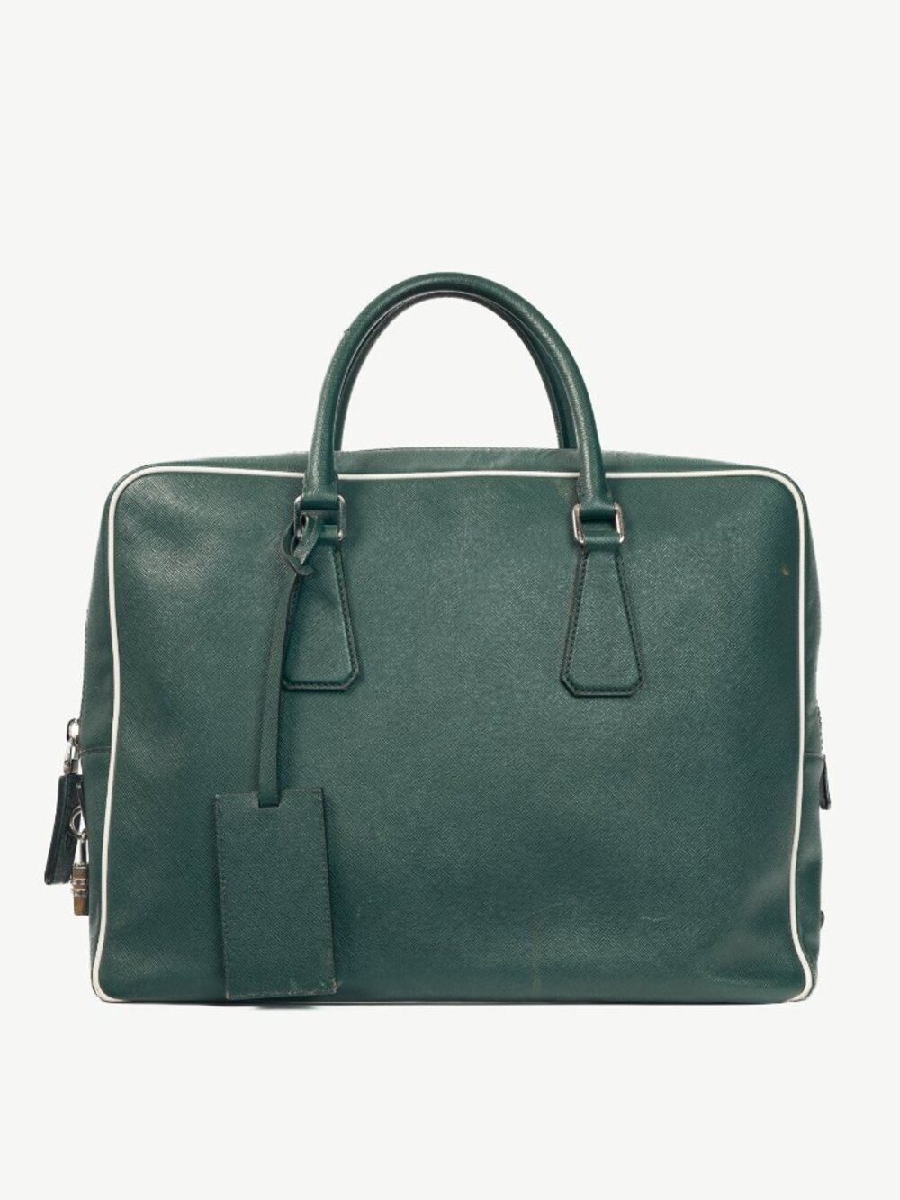 Prada Green Saffiano Leather Briefcase
